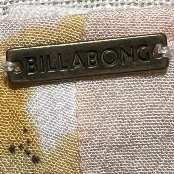 🌻BILLABONG Desert Sunrise Peach Floral Print Button-Up Tie-Front Top Size Small - Picture 10 of 11